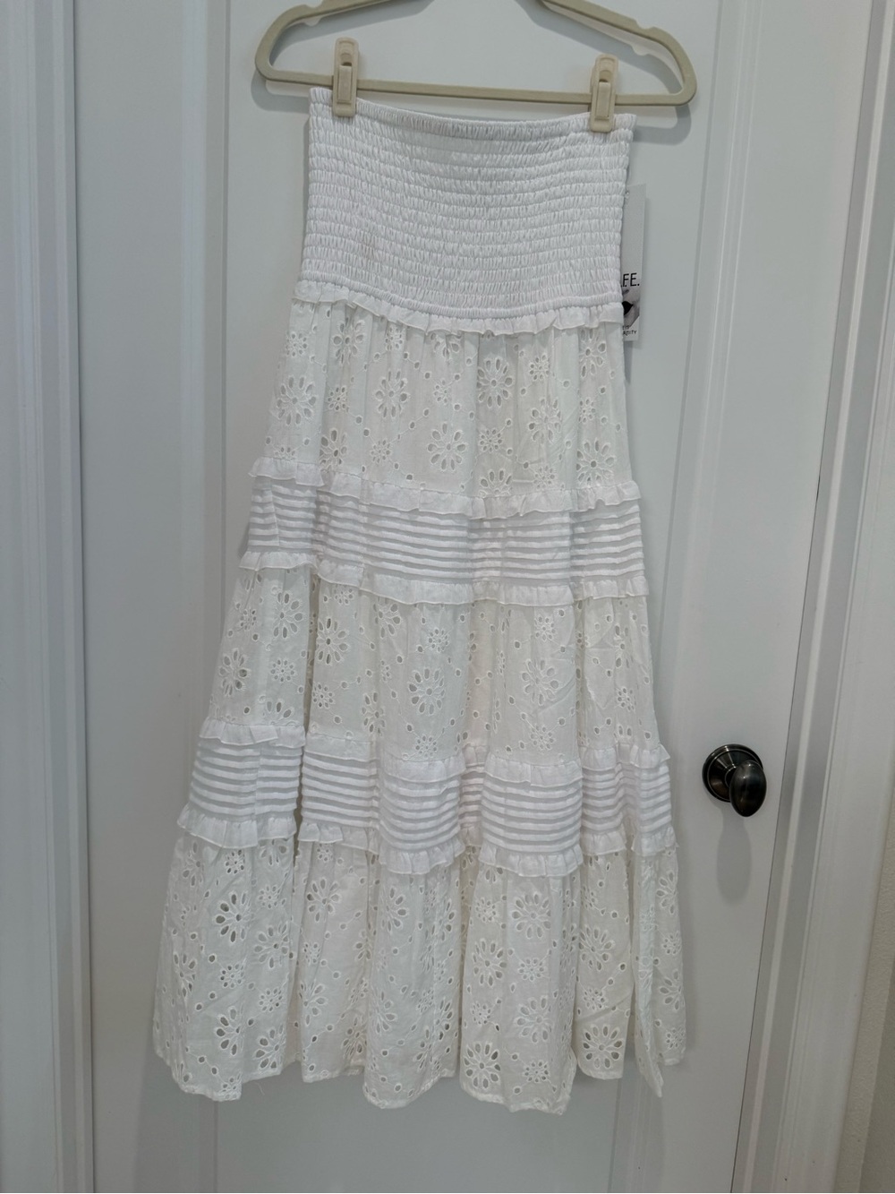 White Eyelet Tiered Maxi Dress/Skirt NWT